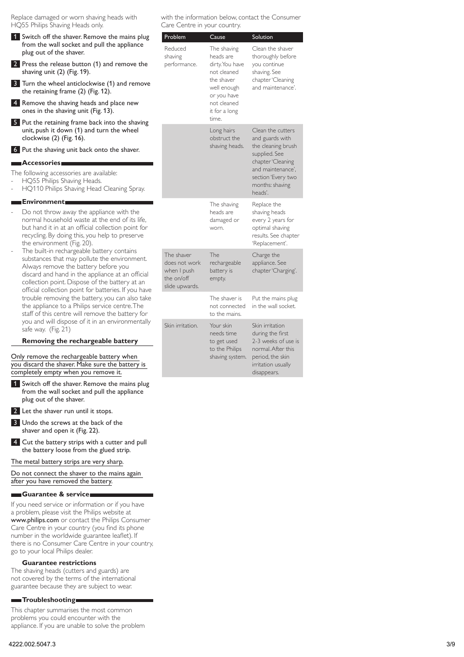 Philips SHAVER Series 3000 Rasoir électrique rasage à sec User Manual | Page 3 / 9