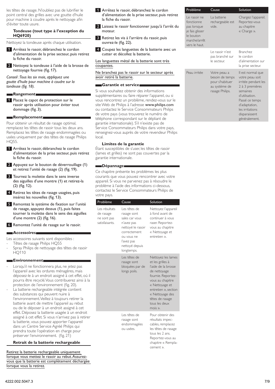 Philips SHAVER Series 3000 Rasoir électrique rasage à sec User Manual | Page 7 / 9