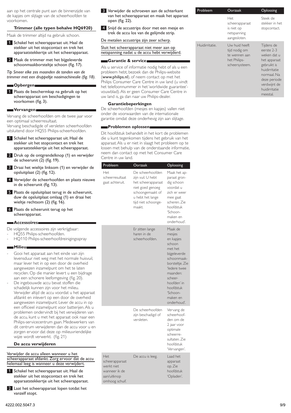 Philips SHAVER Series 3000 Rasoir électrique rasage à sec User Manual | Page 9 / 9