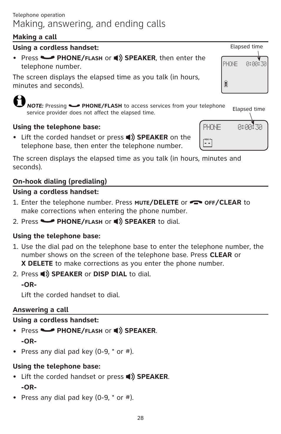 Making, answering, and ending, Calls, Making, answering, and ending calls | AT&T CL84109 User Manual | Page 34 / 95
