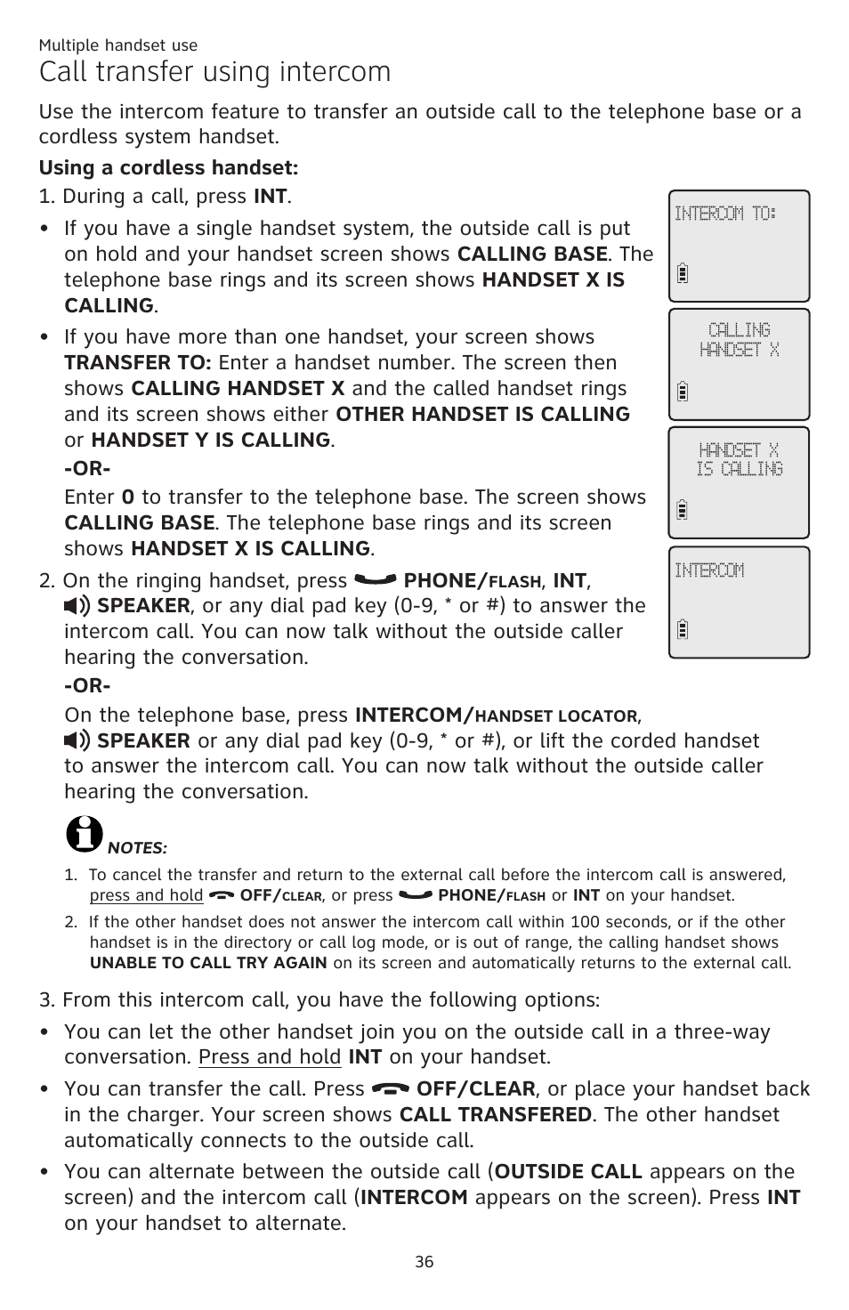 Call transfer using intercom | AT&T CL84109 User Manual | Page 42 / 95