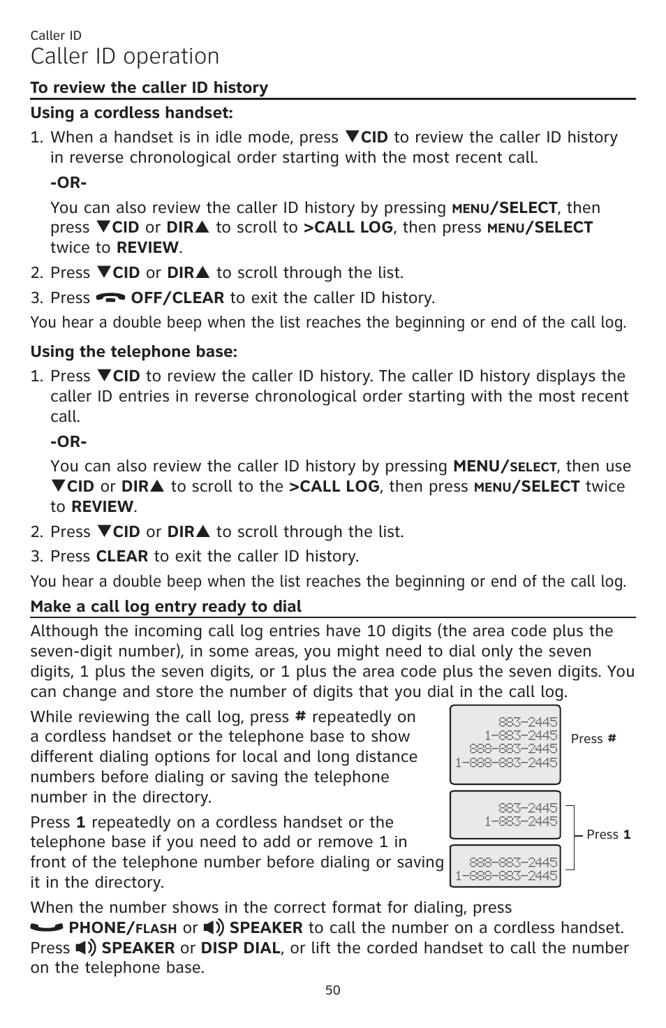 Dial, Caller id operation | AT&T CL84109 User Manual | Page 56 / 95