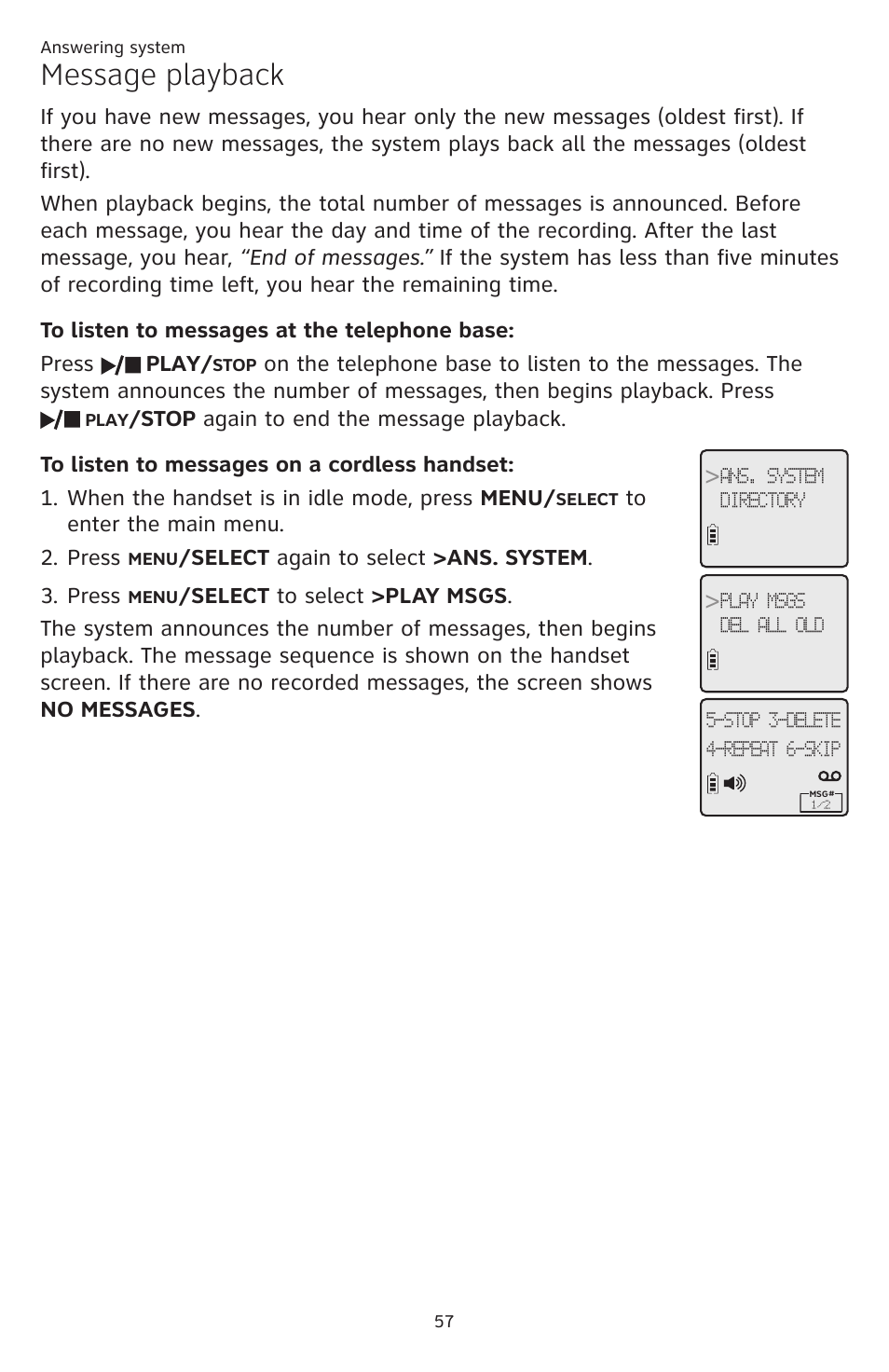 Message playback | AT&T CL84109 User Manual | Page 63 / 95