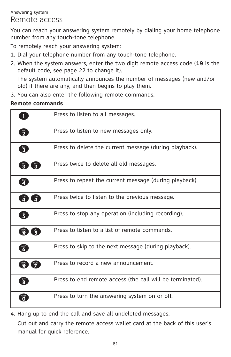 Remote access | AT&T CL84109 User Manual | Page 67 / 95