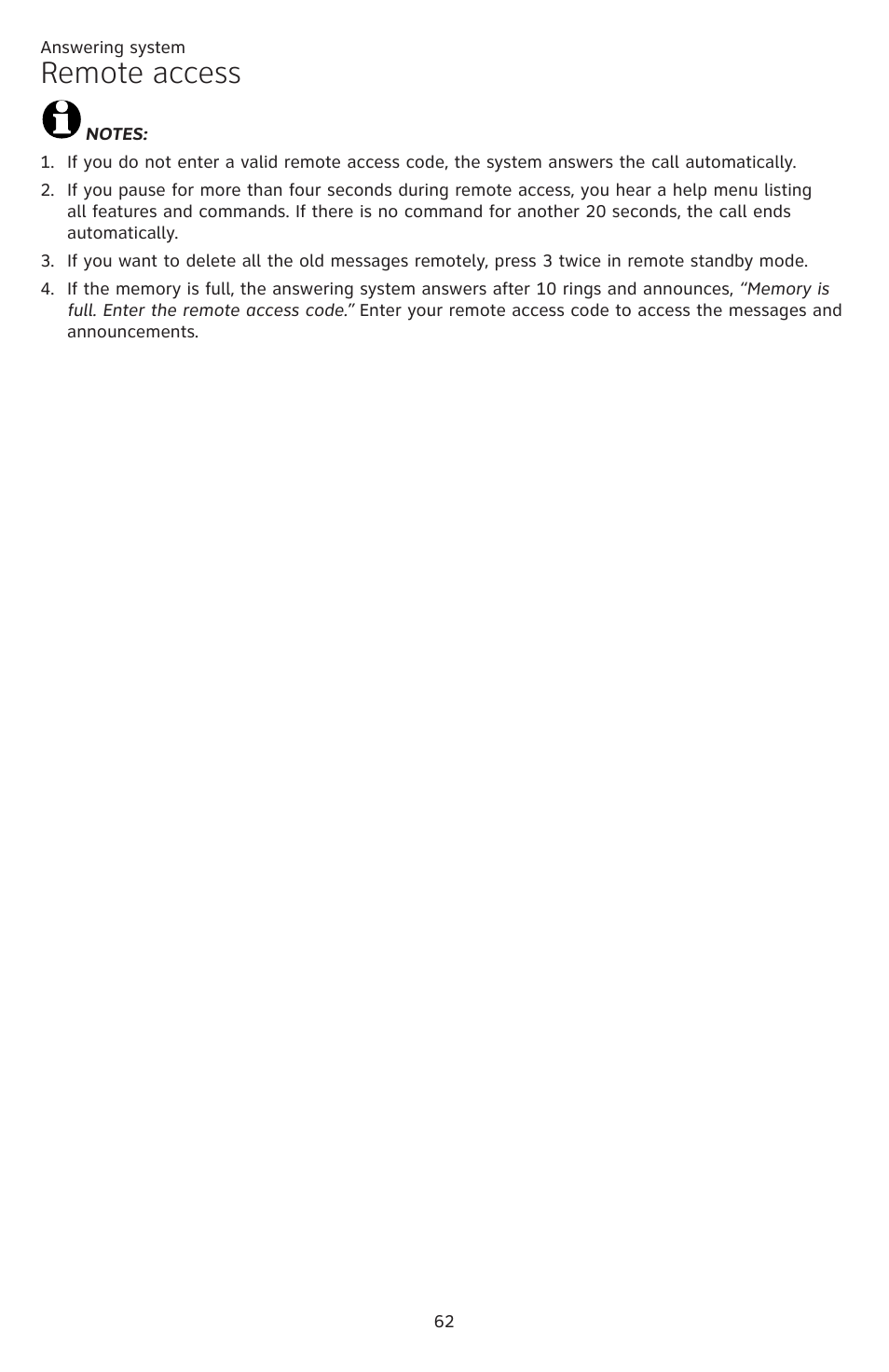 Remote access | AT&T CL84109 User Manual | Page 68 / 95
