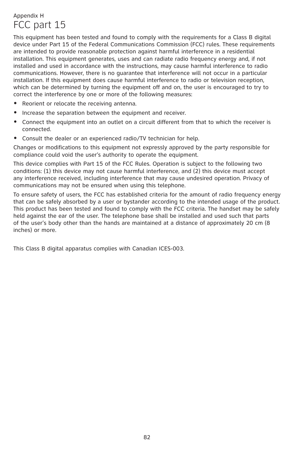 Fcc part 15 | AT&T CL84109 User Manual | Page 88 / 95