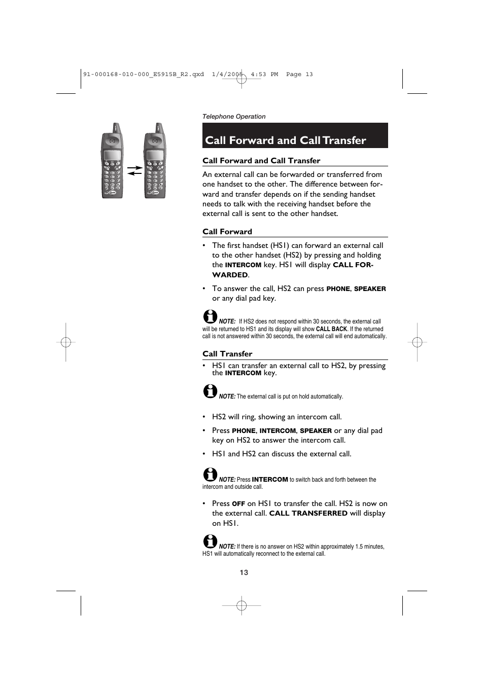 Call forward, Call transfer, Call forward and call transfer | AT&T E5915B User Manual | Page 15 / 28