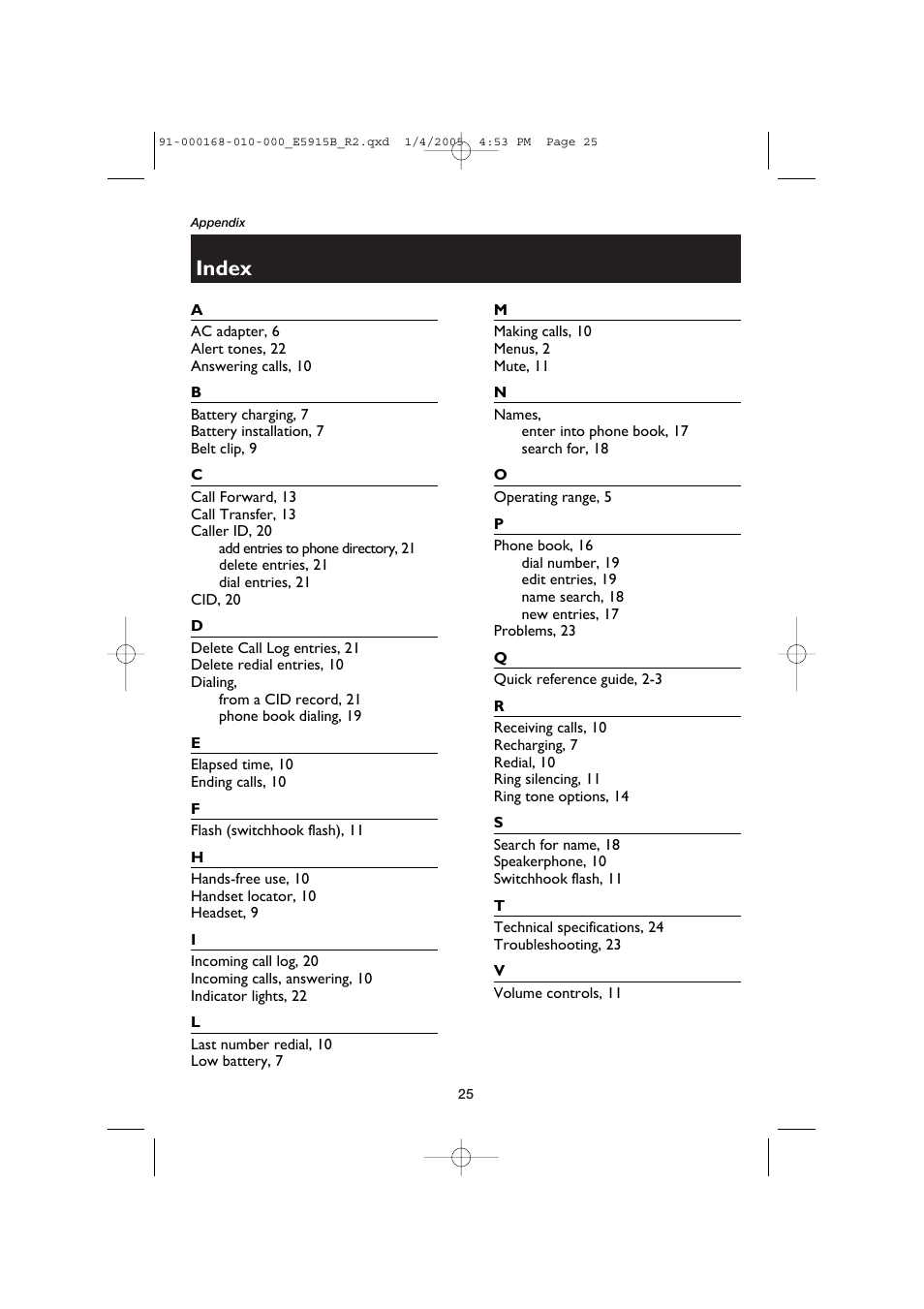Index | AT&T E5915B User Manual | Page 27 / 28