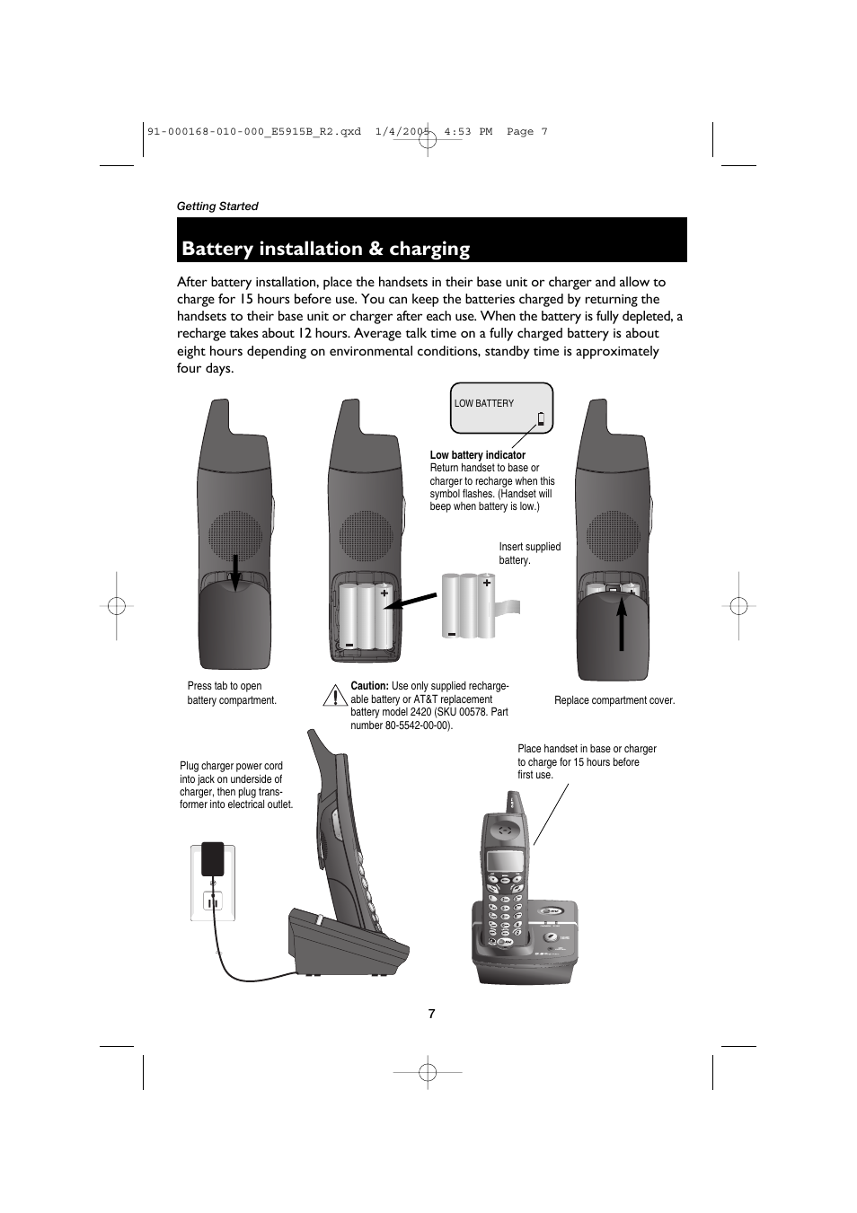 Battery installation & charging | AT&T E5915B User Manual | Page 9 / 28