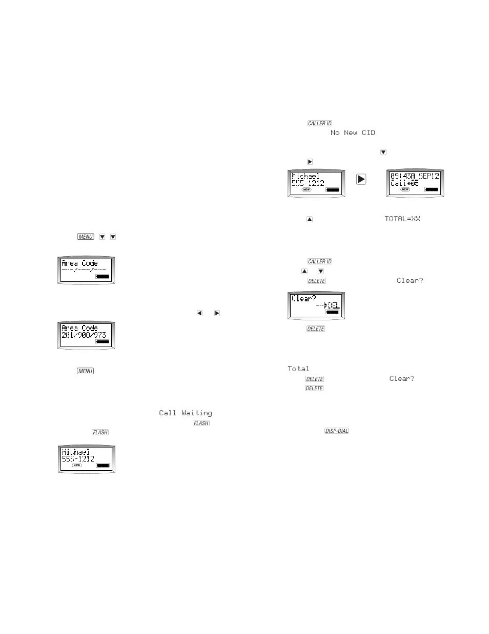 Call waiting, Message waiting and new call light, Reviewing call history | Removing call records from history, Display dial | AT&T 7700 User Manual | Page 9 / 12