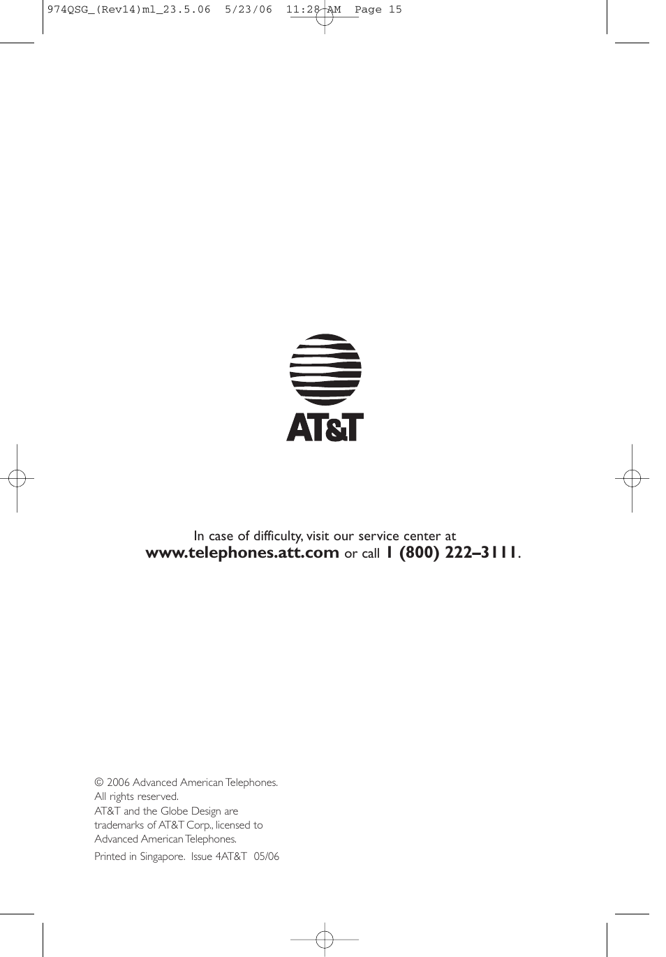 AT&T 974 User Manual | Page 15 / 15