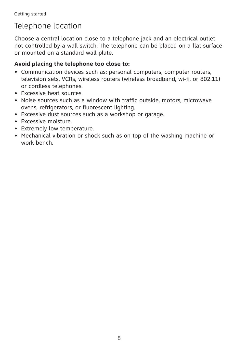 Telephone location | AT&T ATT 993 User Manual | Page 11 / 79