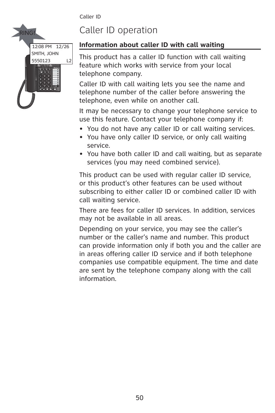 Caller id operation | AT&T ATT 993 User Manual | Page 53 / 79