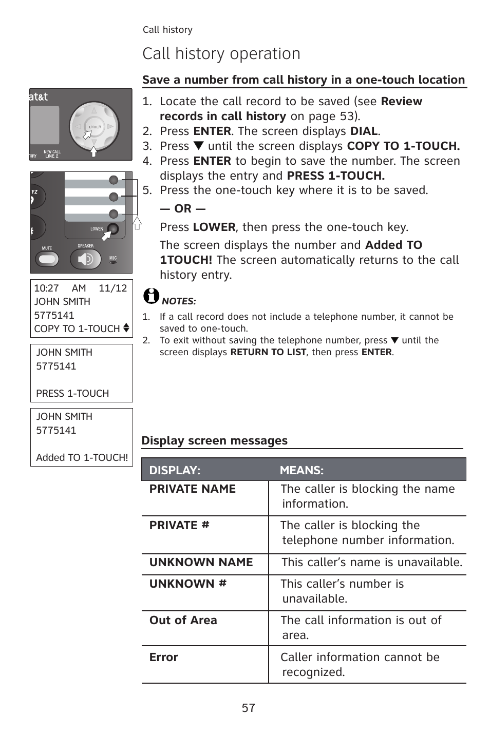 Call history operation | AT&T ATT 993 User Manual | Page 60 / 79