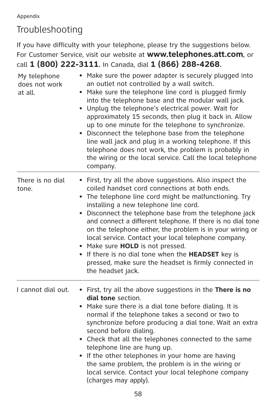 Troubleshooting | AT&T ATT 993 User Manual | Page 61 / 79