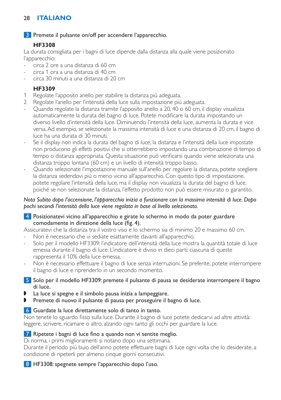 Hf3308, Hf3309 | Philips EnergyLight User Manual | Page 28 / 44