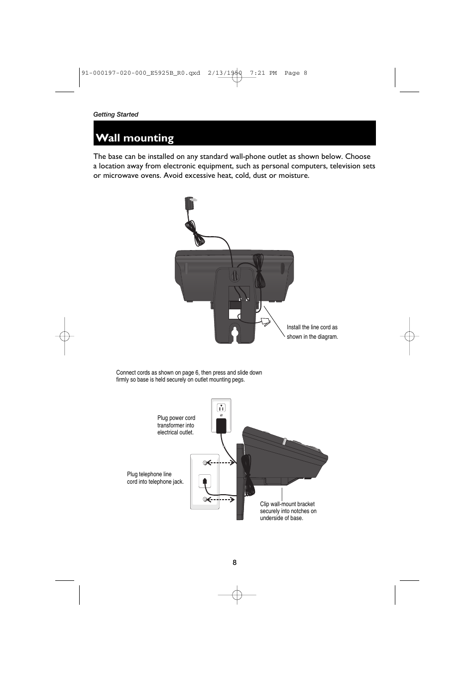 Wall mounting | AT&T E5925B User Manual | Page 10 / 59