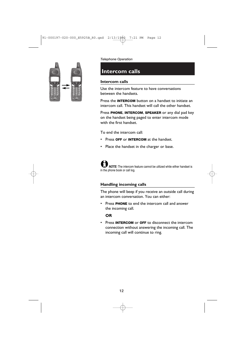 Intercom calls, Handling incoming calls | AT&T E5925B User Manual | Page 14 / 59