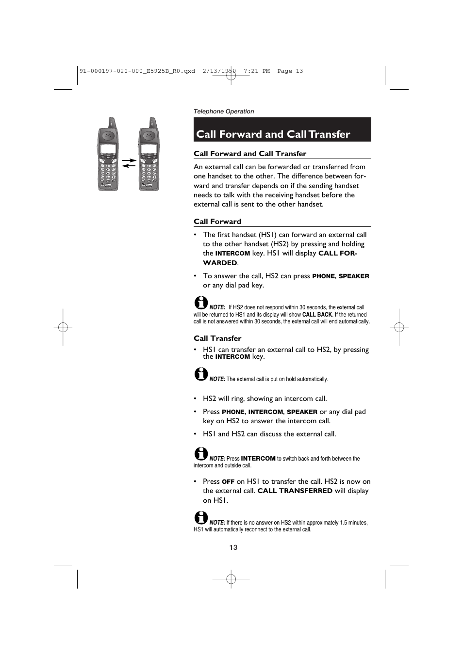 Call forward and call transfer, Call forward, Call transfer | AT&T E5925B User Manual | Page 15 / 59