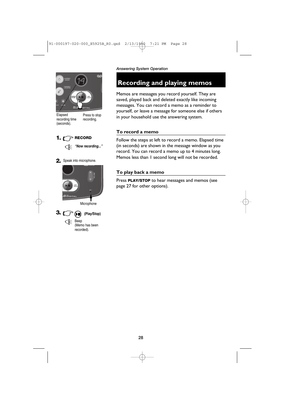 Recording and playing memos | AT&T E5925B User Manual | Page 30 / 59
