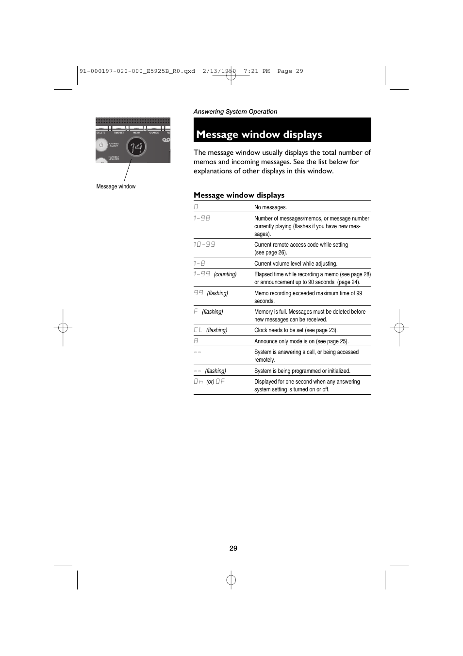 Message window displays | AT&T E5925B User Manual | Page 31 / 59
