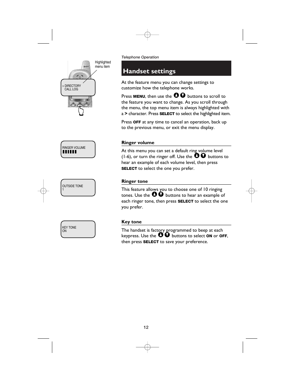 Handset settings | AT&T 2120 User Manual | Page 14 / 32