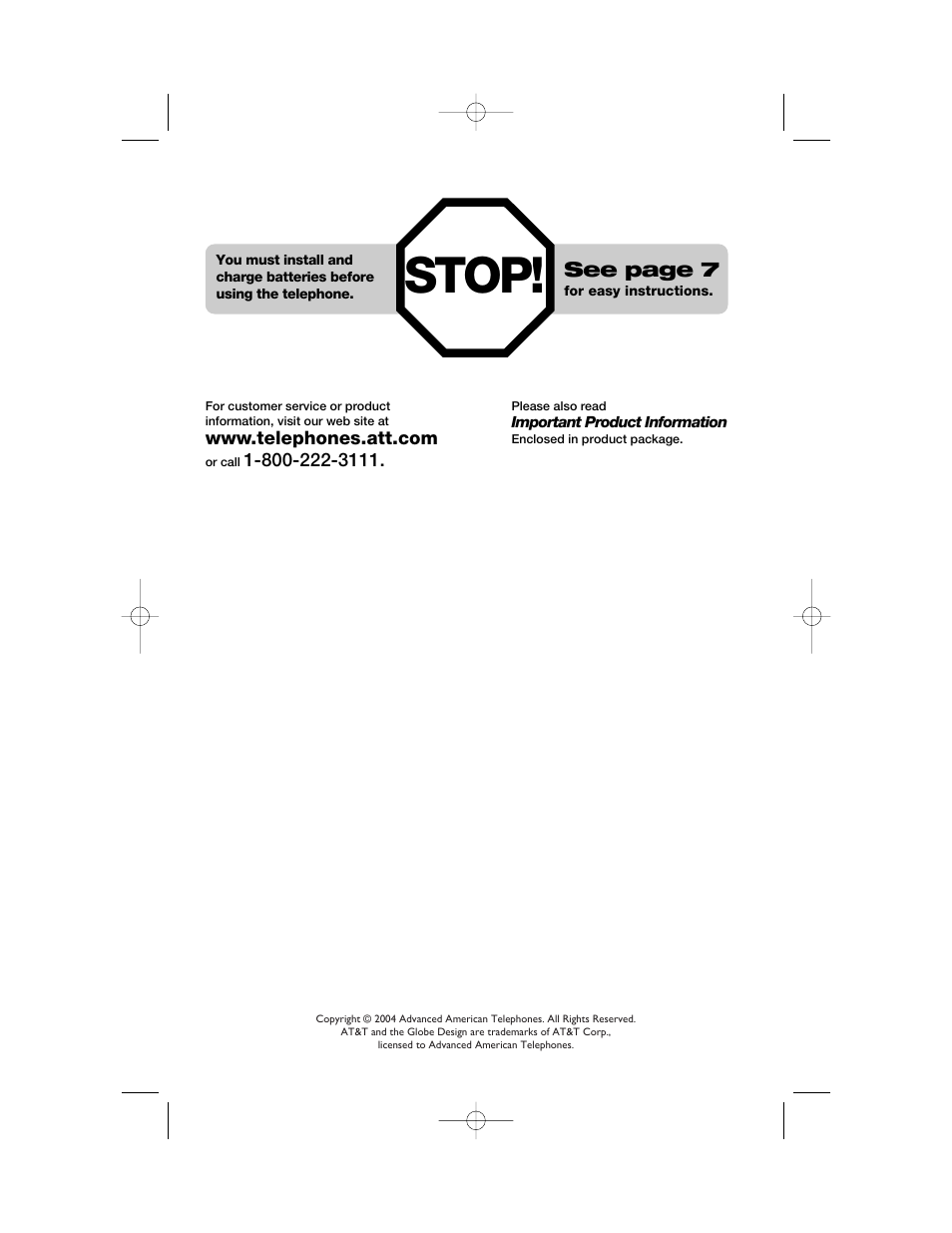 Stop, See page 7 | AT&T 2120 User Manual | Page 2 / 32