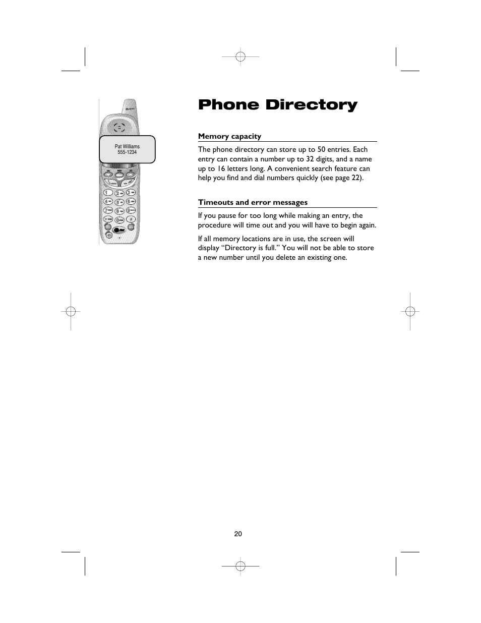Phone directory | AT&T 2120 User Manual | Page 22 / 32