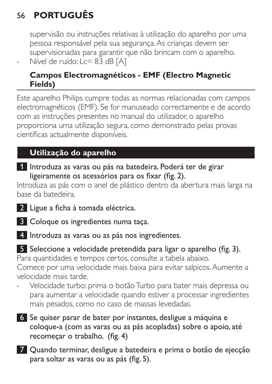 Utilização do aparelho | Philips Daily Collection Batteur User Manual | Page 56 / 72