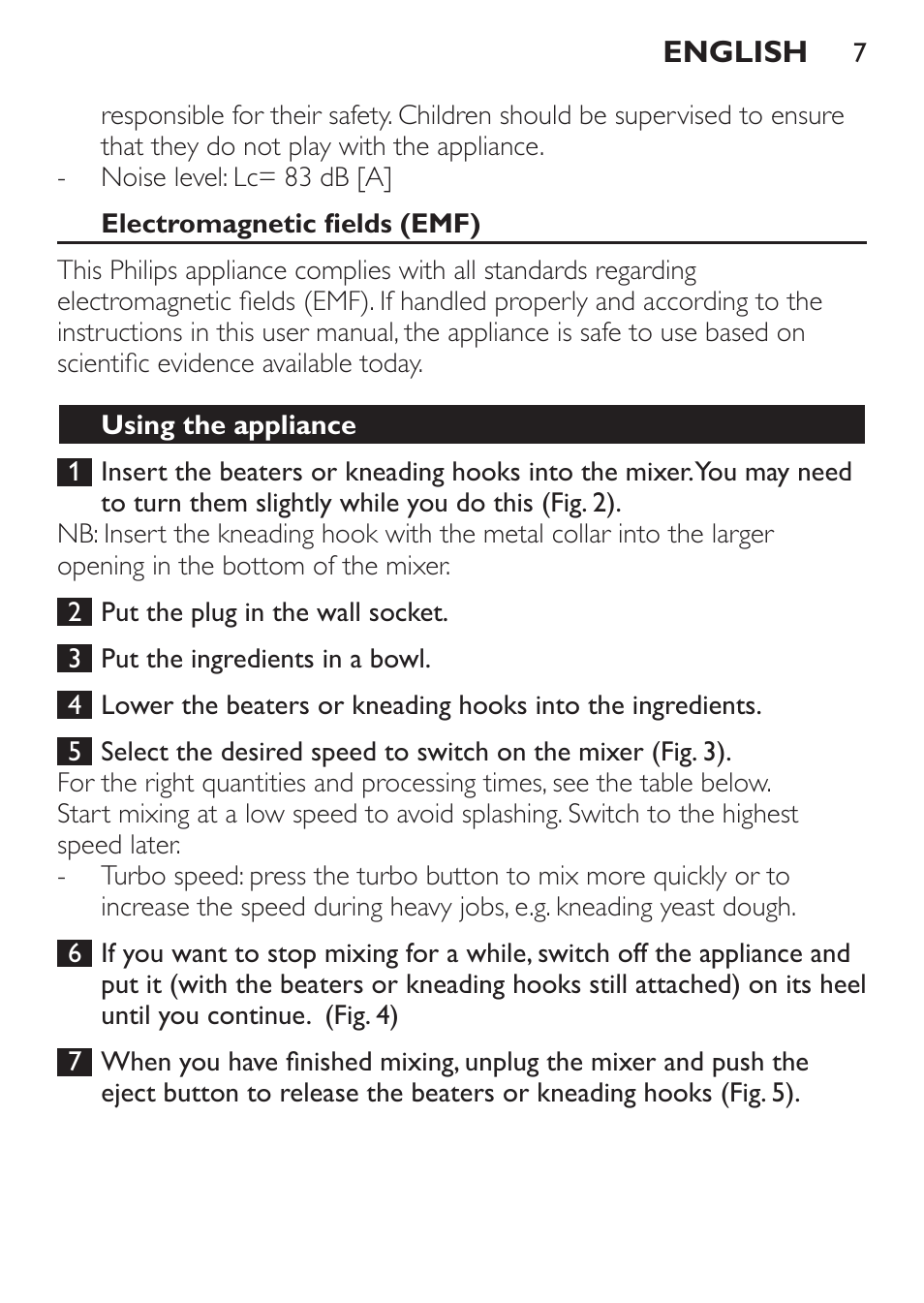 Electromagnetic fields (emf), Using the appliance | Philips Daily Collection Batteur User Manual | Page 7 / 72