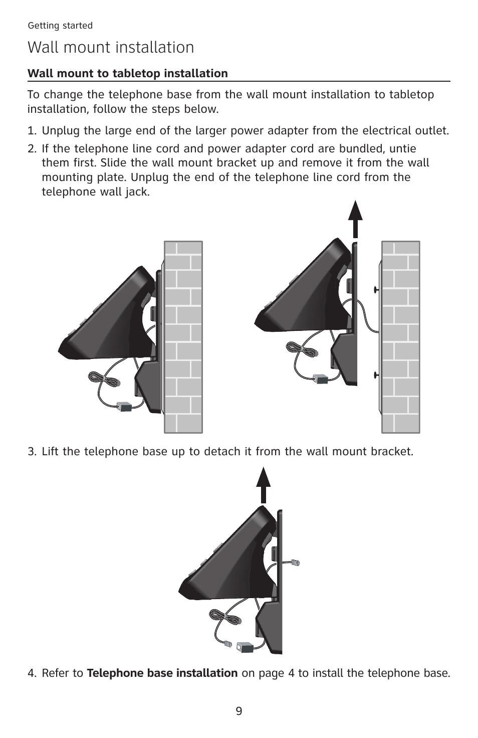 Wall mount installation | AT&T DECT 6.0 EL52100 User Manual | Page 14 / 80