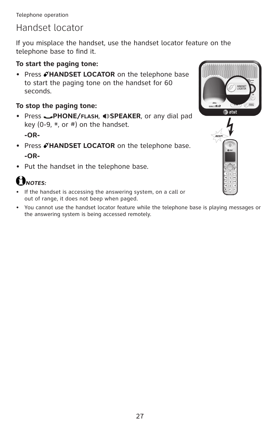 Handset locator | AT&T DECT 6.0 EL52100 User Manual | Page 32 / 80