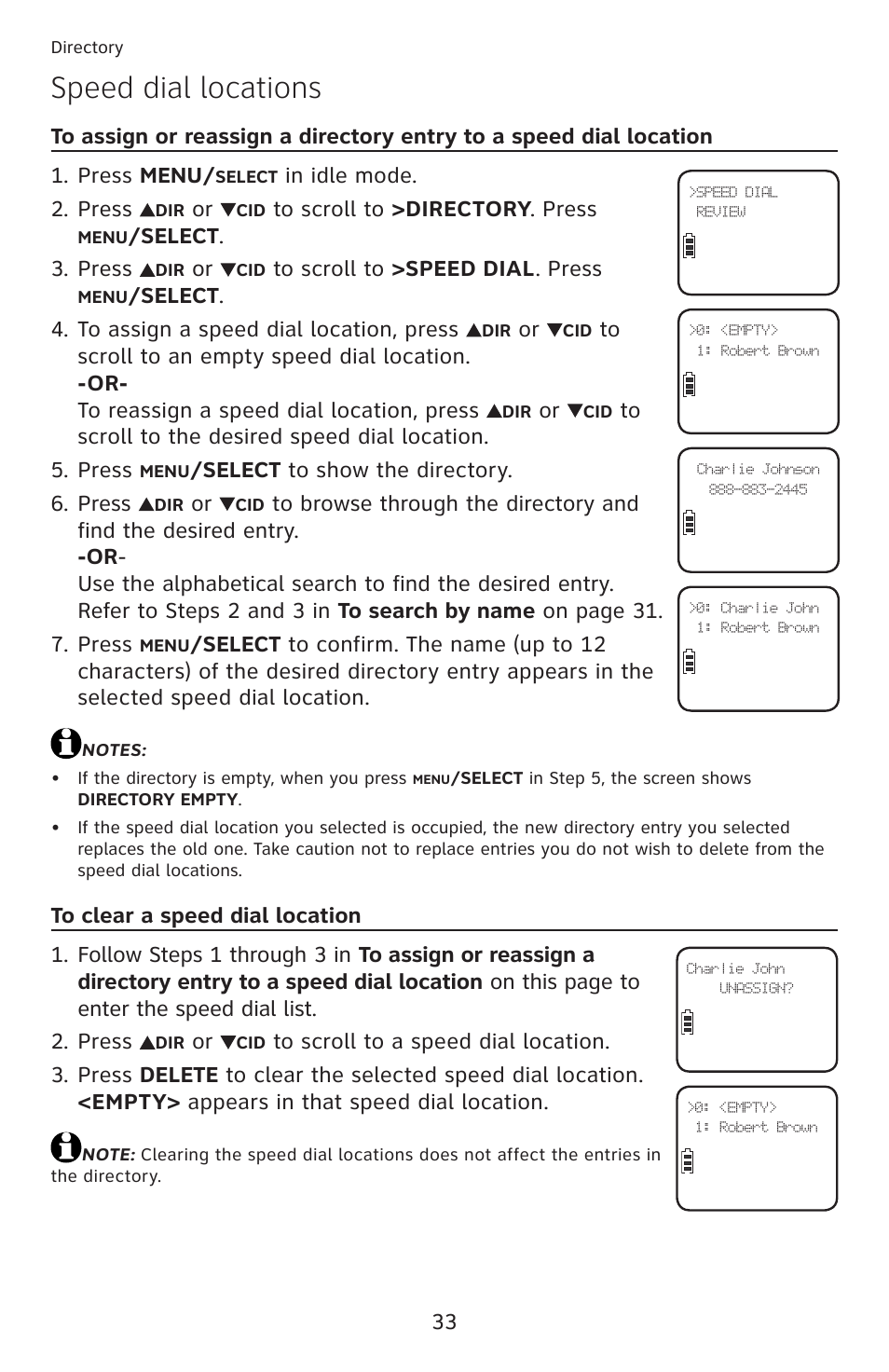 Speed dial locations | AT&T DECT 6.0 EL52100 User Manual | Page 38 / 80