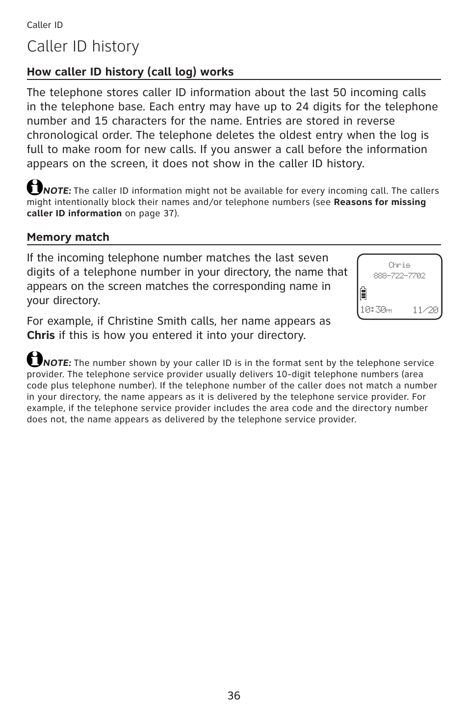 Caller id history | AT&T DECT 6.0 EL52100 User Manual | Page 41 / 80