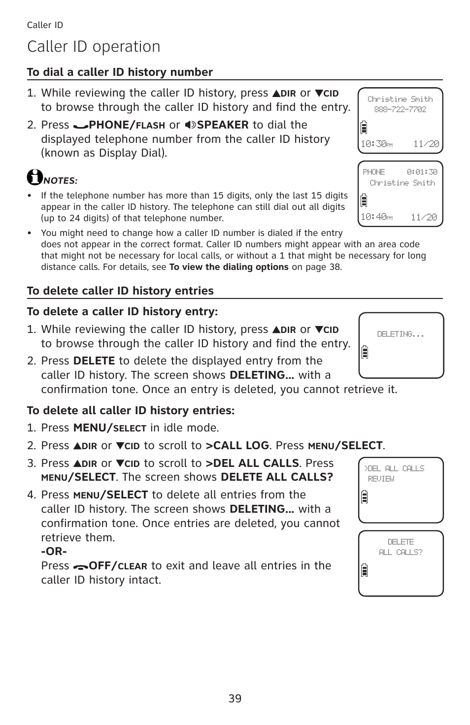 Caller id operation | AT&T DECT 6.0 EL52100 User Manual | Page 44 / 80