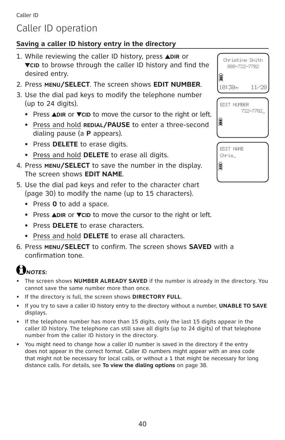 Caller id operation | AT&T DECT 6.0 EL52100 User Manual | Page 45 / 80