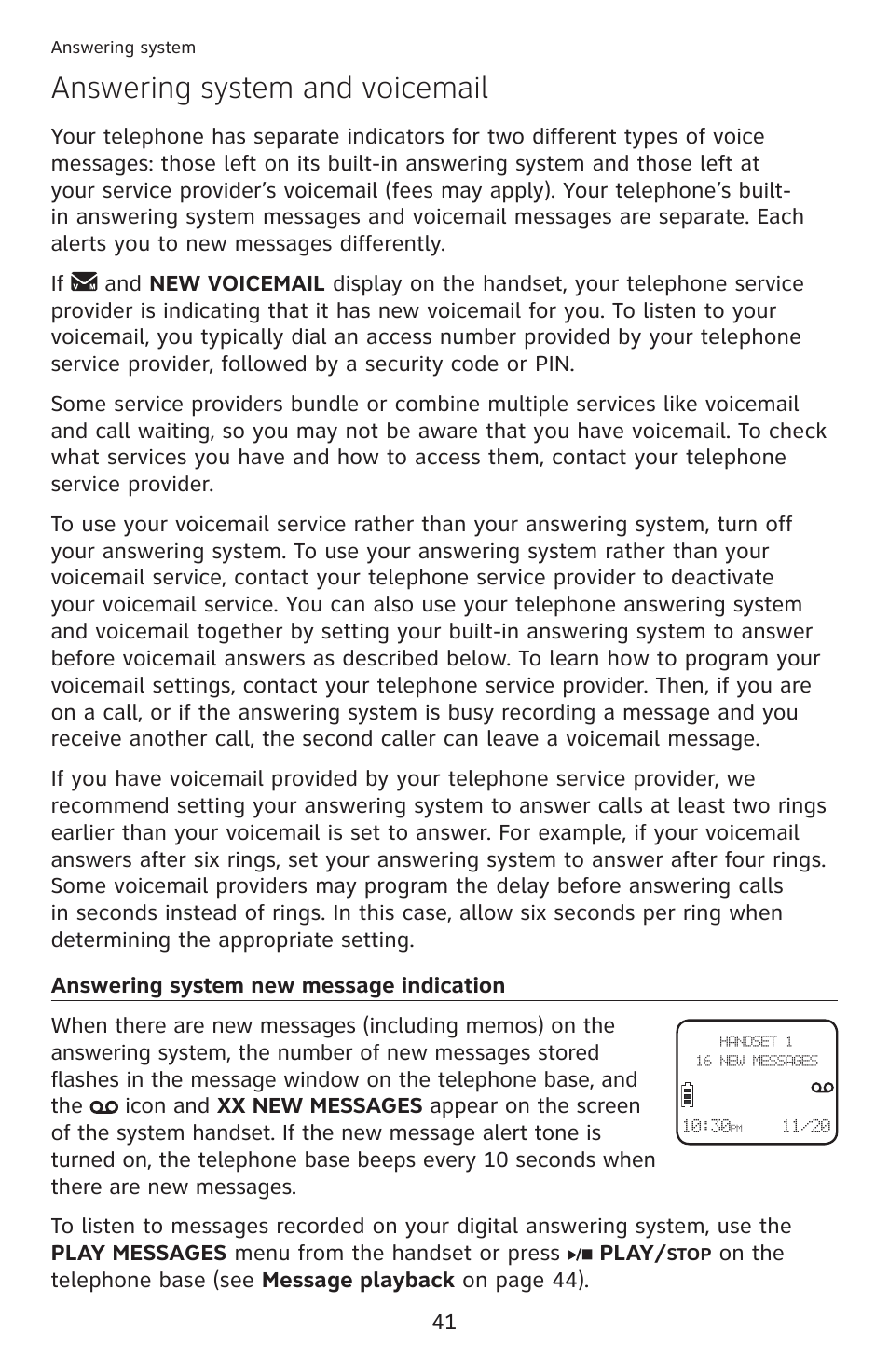 Answering system and voicemail | AT&T DECT 6.0 EL52100 User Manual | Page 46 / 80