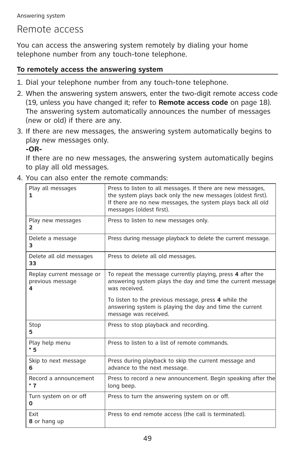 Remote access | AT&T DECT 6.0 EL52100 User Manual | Page 54 / 80