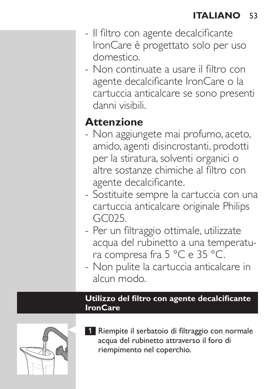 Philips IronCare Filtre anticalcaire pour le repassage User Manual | Page 53 / 86