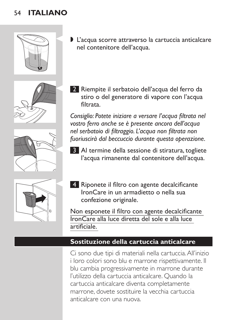 Philips IronCare Filtre anticalcaire pour le repassage User Manual | Page 54 / 86