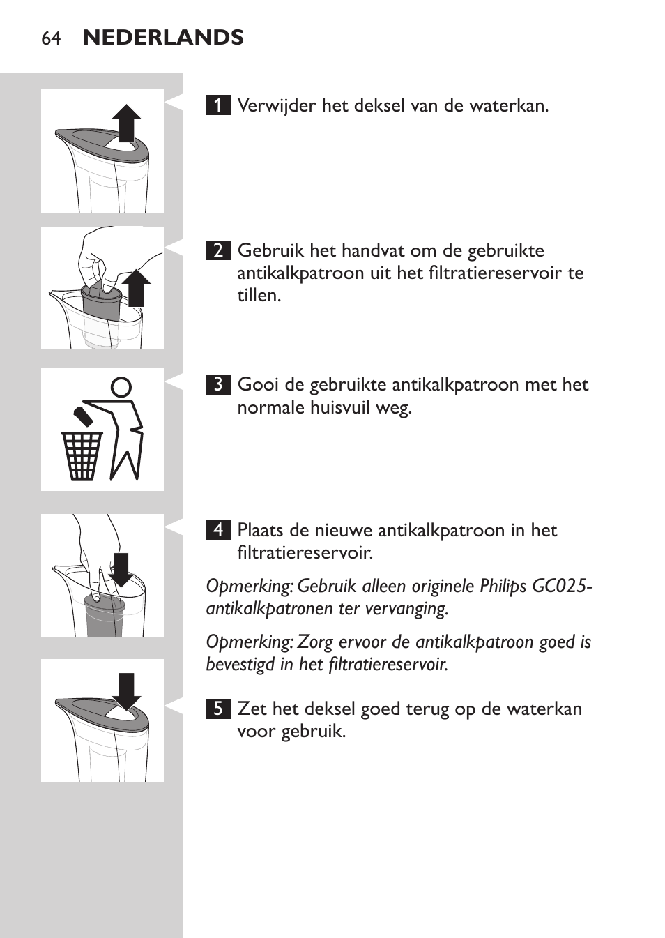 Philips IronCare Filtre anticalcaire pour le repassage User Manual | Page 64 / 86