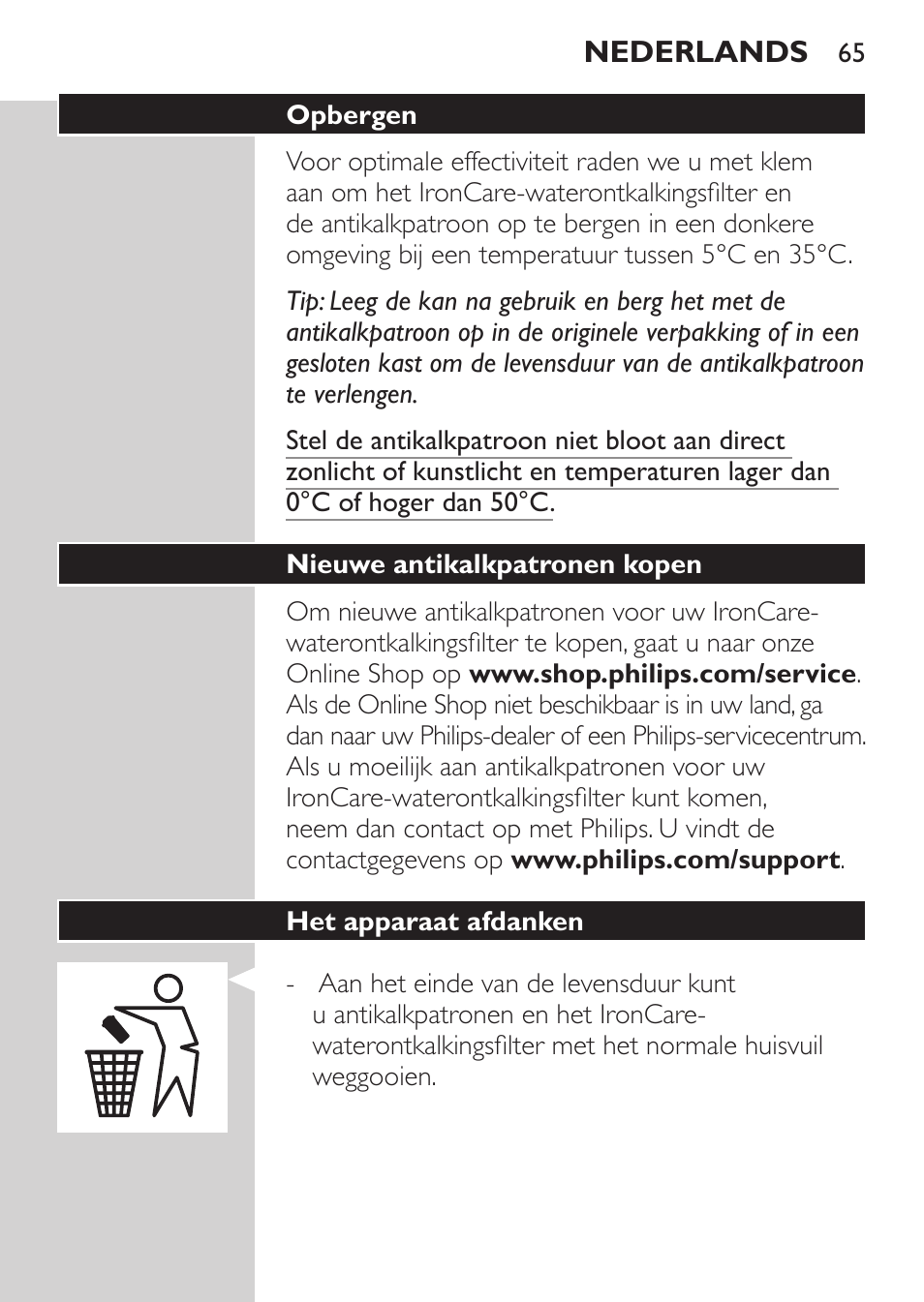 Philips IronCare Filtre anticalcaire pour le repassage User Manual | Page 65 / 86