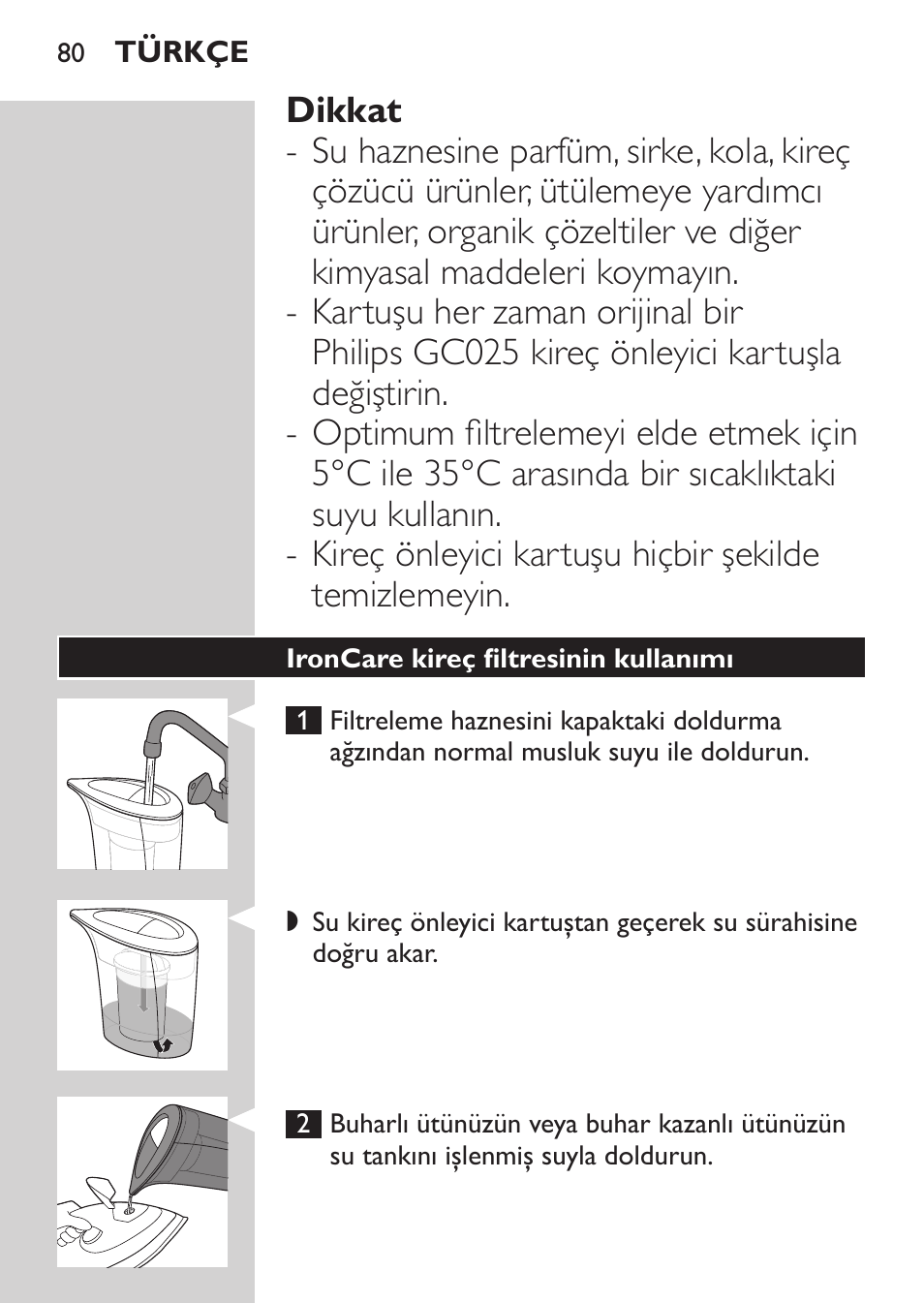 Philips IronCare Filtre anticalcaire pour le repassage User Manual | Page 80 / 86