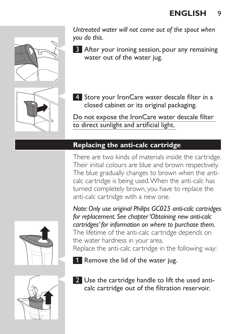 Philips IronCare Filtre anticalcaire pour le repassage User Manual | Page 9 / 86