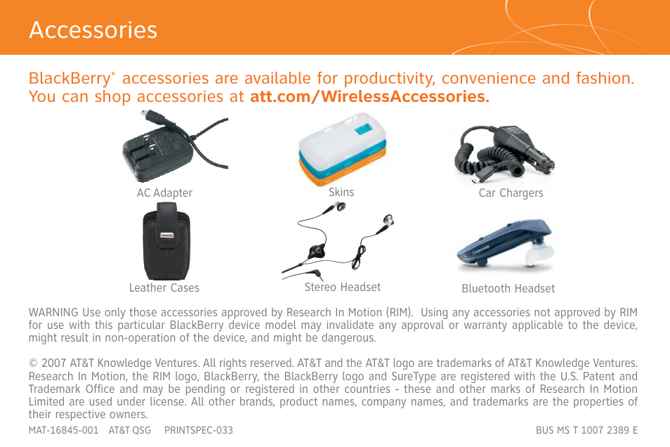 Accessories | AT&T Cell Phone User Manual | Page 16 / 16