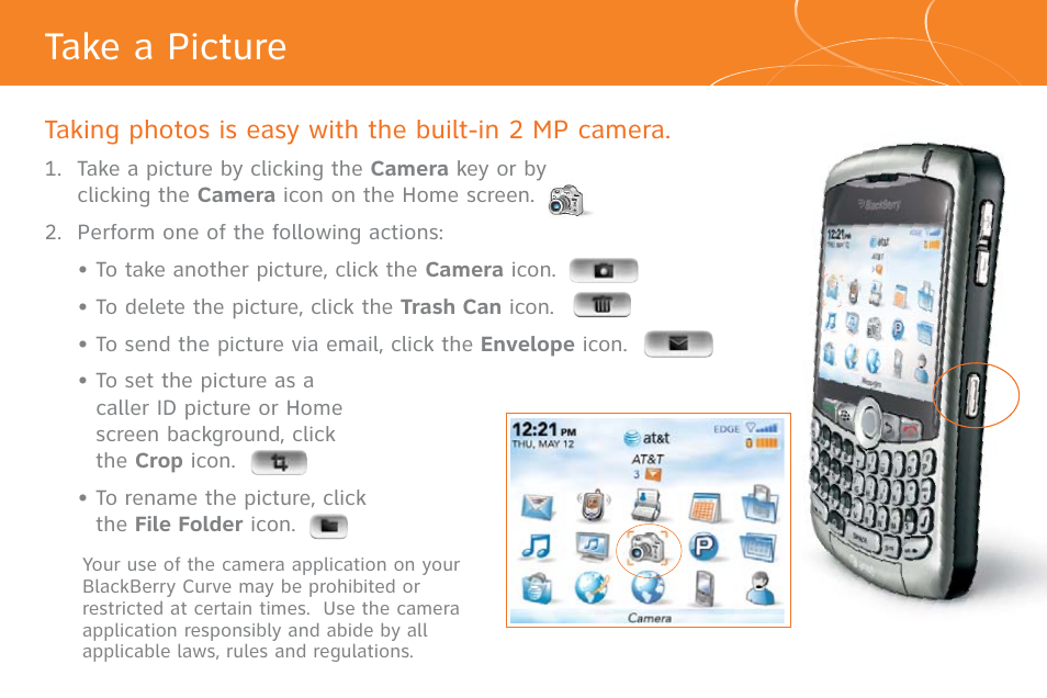 Take a picture | AT&T Cell Phone User Manual | Page 4 / 16