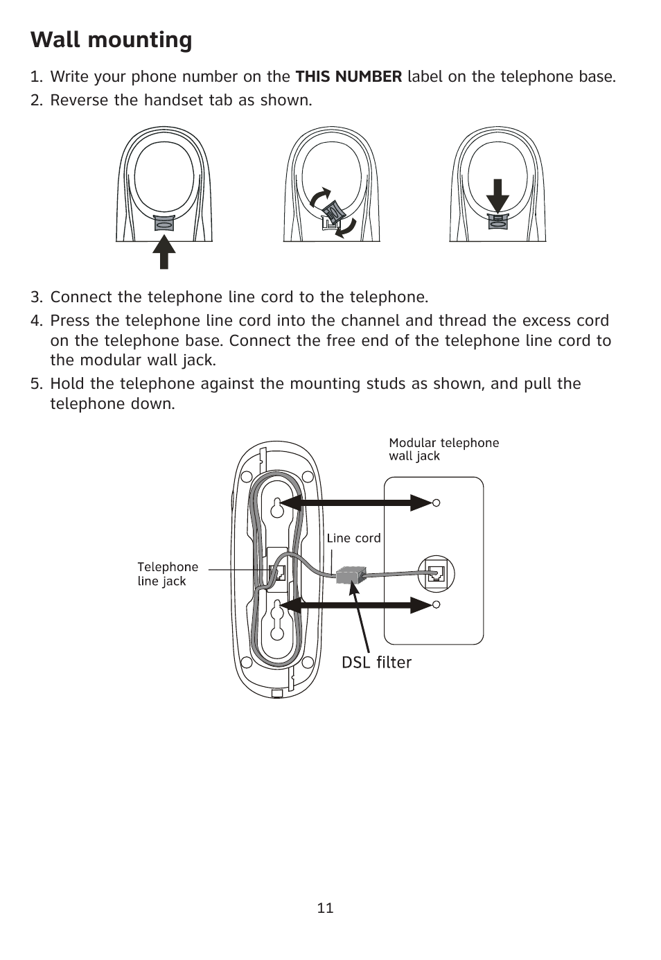 Wall mounting | AT&T 205 User Manual | Page 13 / 18