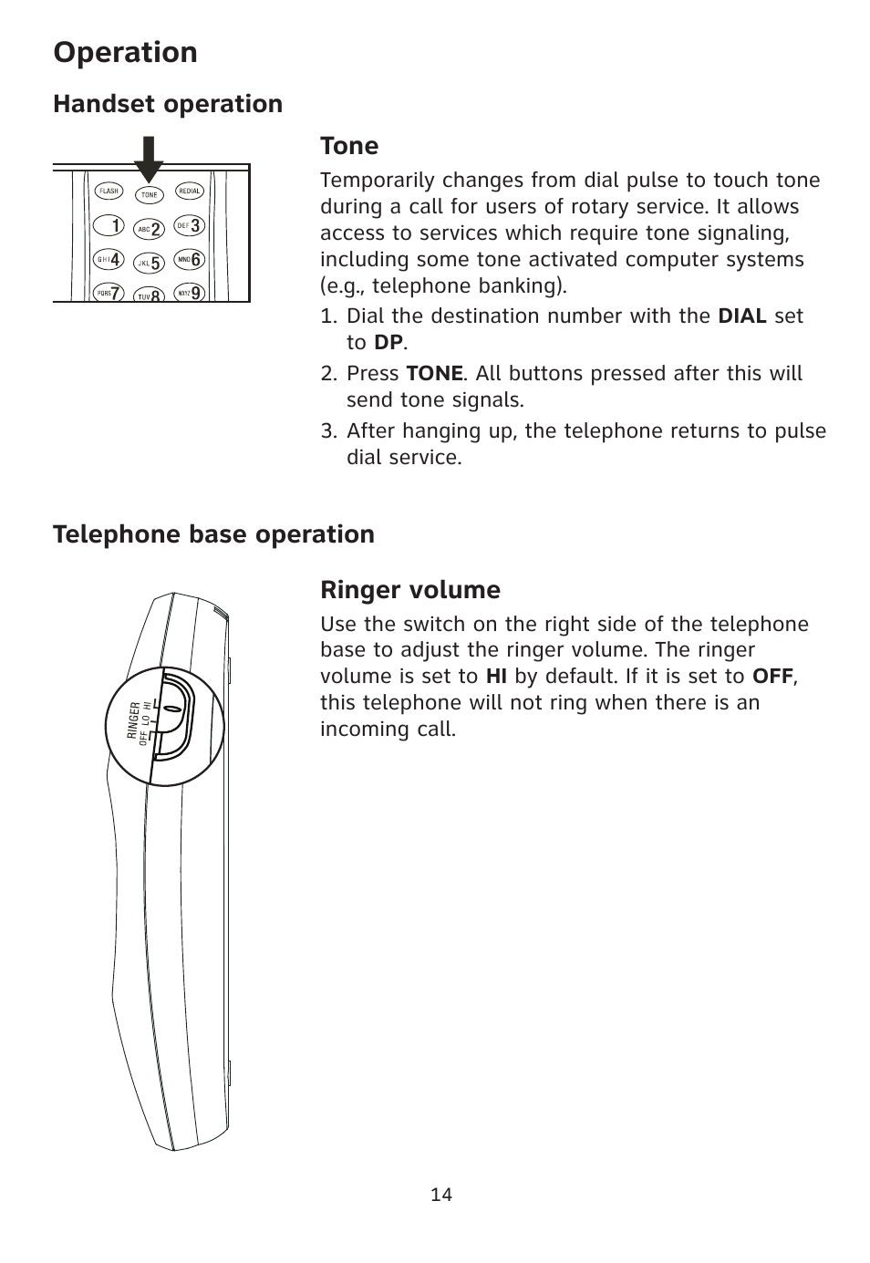 Operation | AT&T 205 User Manual | Page 16 / 18