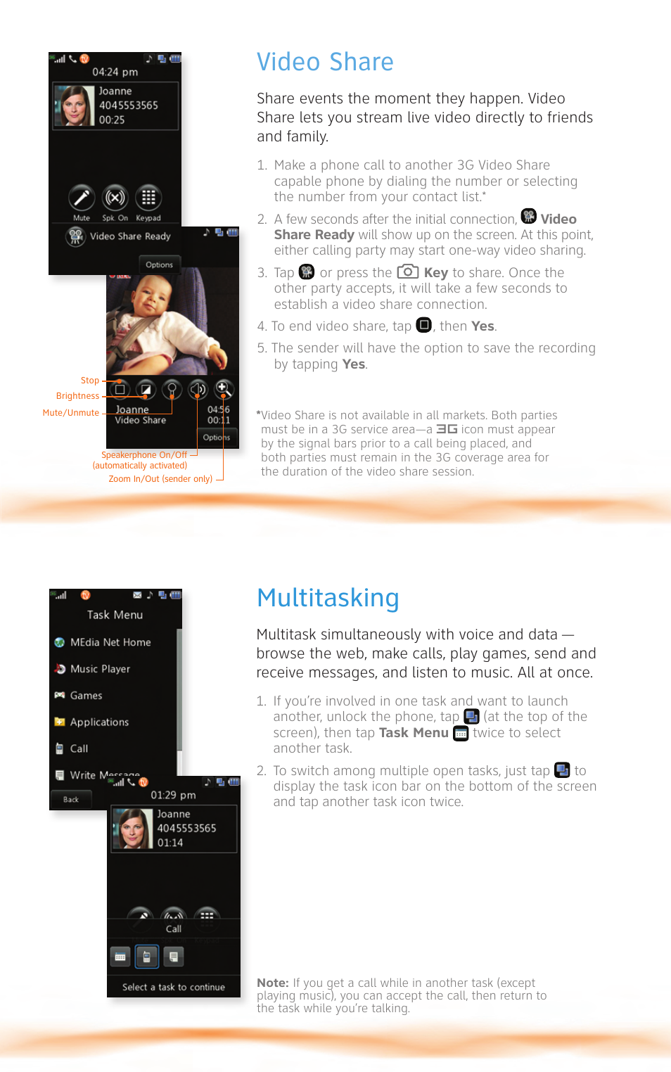Video share multitasking | AT&T VU CU920 User Manual | Page 14 / 16
