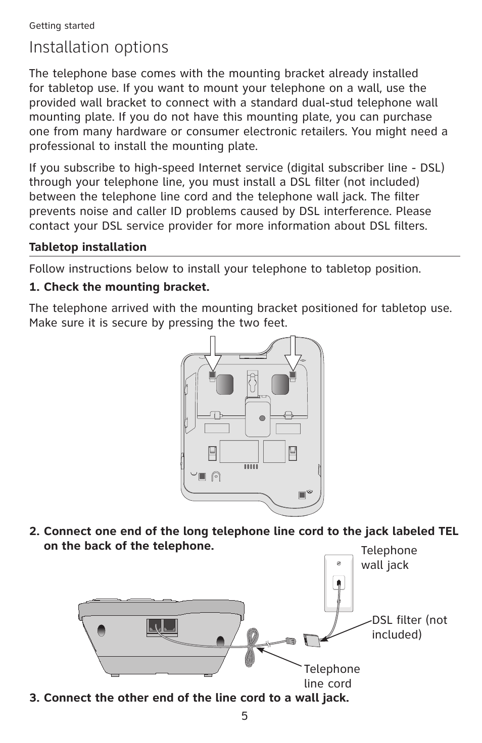 Installation options | AT&T CL2909 User Manual | Page 11 / 49